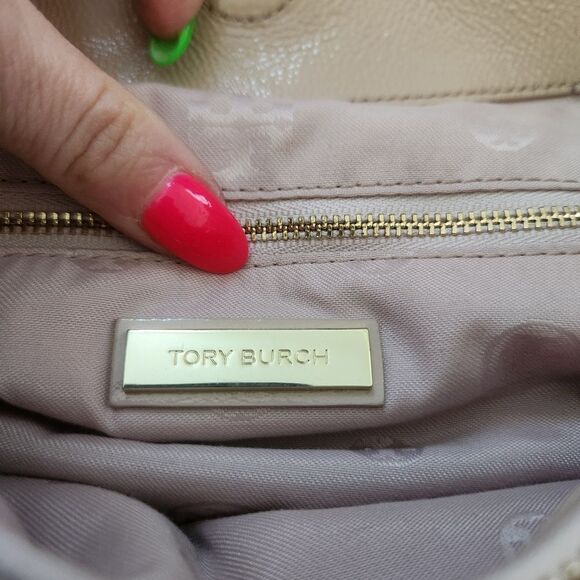 Tory Burch Marion Patent Leather Chain Strap Bag New Cream - Picture 3 of 14